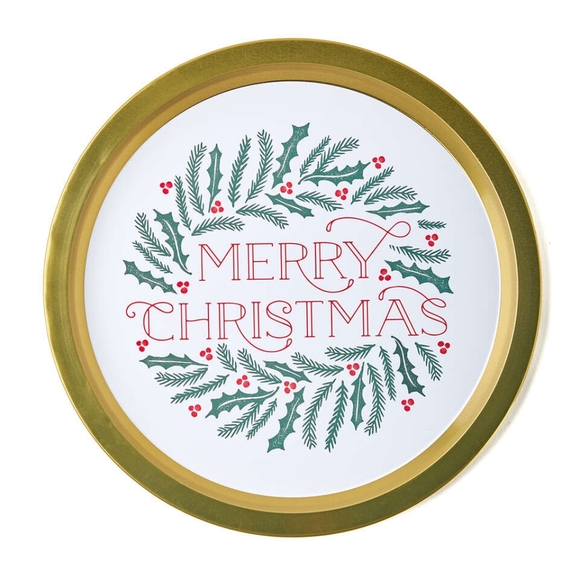 13" Merry Christmas Wreath Cookie Tray by Place & Time (5 trays) sold together - Picture 1 of 2